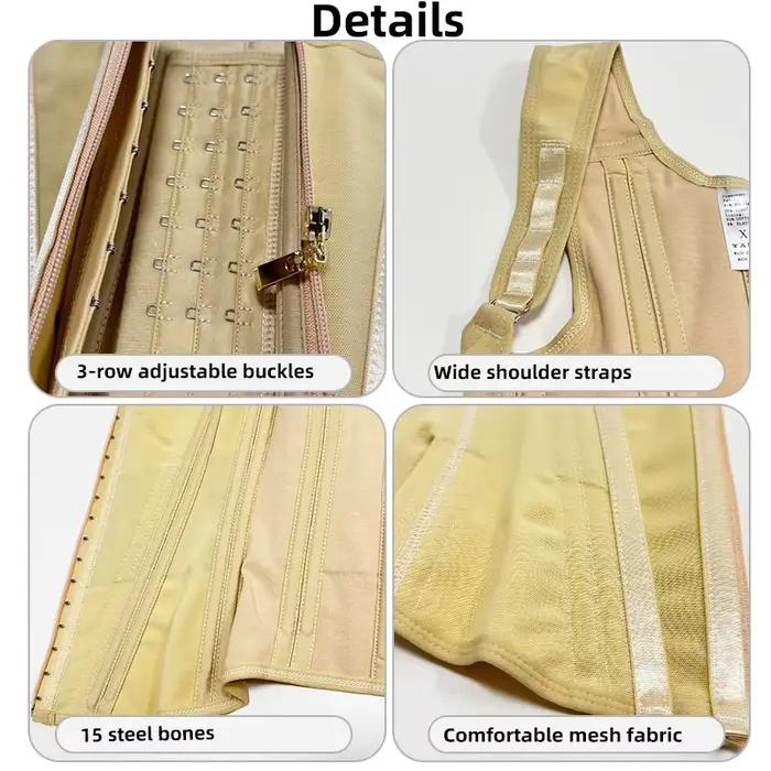 Corset Modelant le Corps pour Femme, Vêtement à Double Tunique, Compression, Entraîneur de Taille, Fermeture Éclair Réglable et Yeux Crochetés, Ventre pio