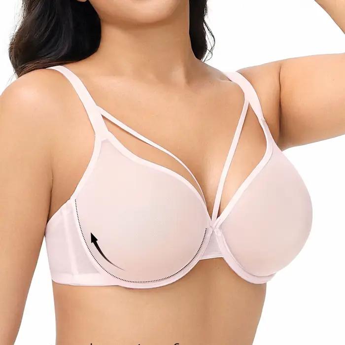 Špeciálne ponuky pre ženy - Priehľadná sieťovaná podprsenka Ultra tenká priesvitná vysoko elastická Sexy Lingerie nastaviteľná s drôtikom veľké veľkosti