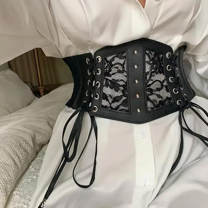 Elegantný korzetový opasok so šnurovaním – Čierny