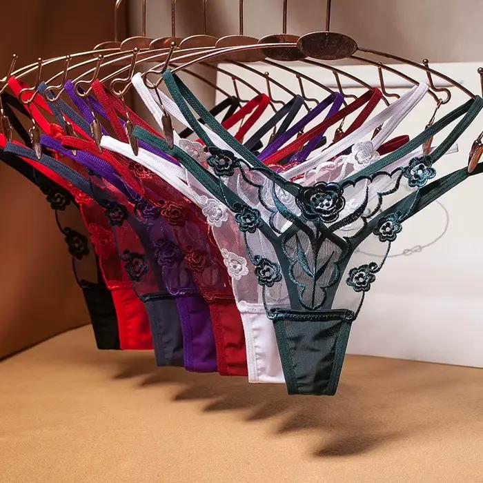 String taille basse pour femme, culotte transparente, lingerie sexy, sous-vêtements, tongs, culotte à bretelles fines
