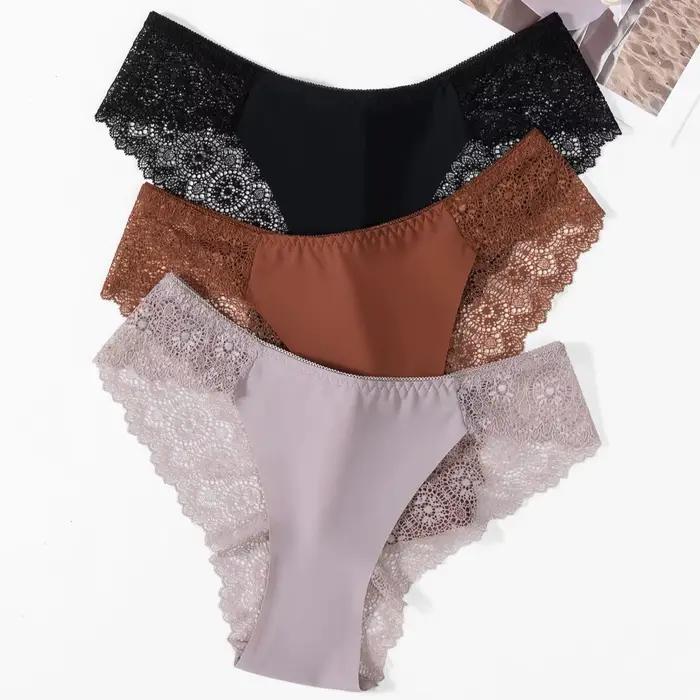 SURAOLIW-Culotte Sexy en Maille Ajourée pour Femme, Sous-Vêtement en Dentelle Douce, Sans Couture, à la Mode, pour le Fitness et le Yoga