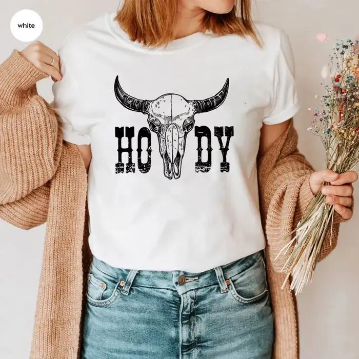 Retro tričko Howdy s lebkou kravy