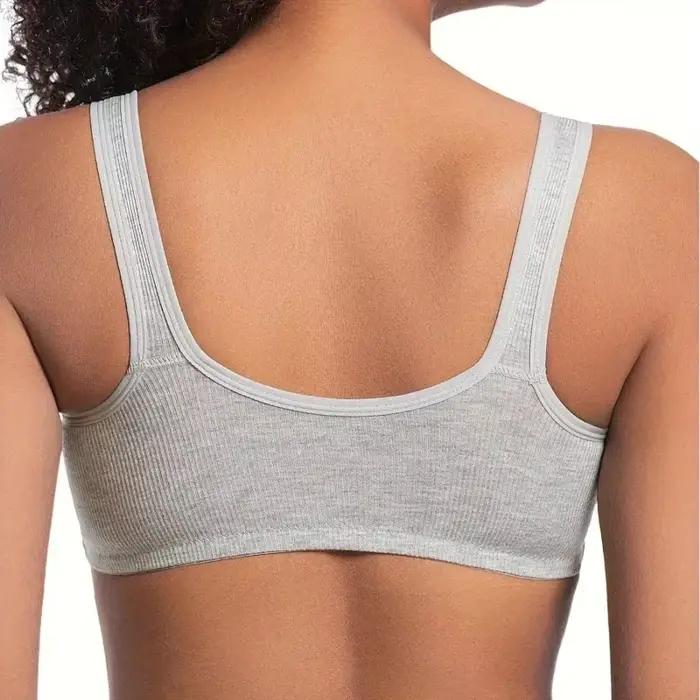 Soutien-gorge pour femmes, fermeture frontale sans fil, couleur unie, couverture complète, bonnets fixes, plus considéré pour les personnes d'âge moyen et les personnes âgées individuelles