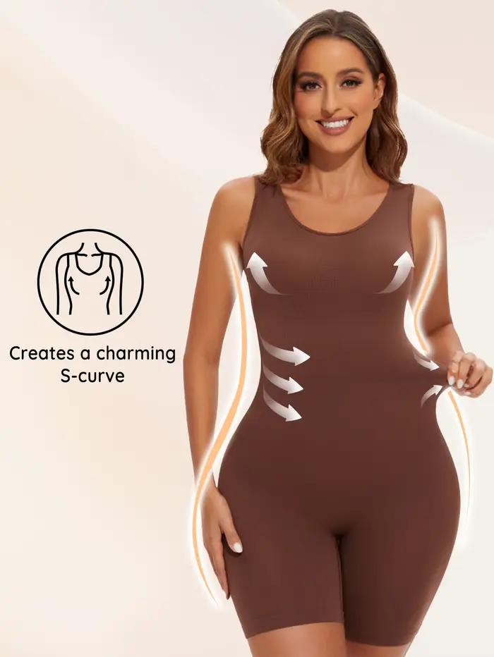 1 pièce Body sculptant gainant sans couture, très élastique, effet ventre plat, lingerie sexy sans manches, moulant, noir
