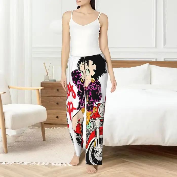 Pantalon de pyjama personnalisé Betty Boop pour femme, pantalon de détente, vêtements de nuit avec poches