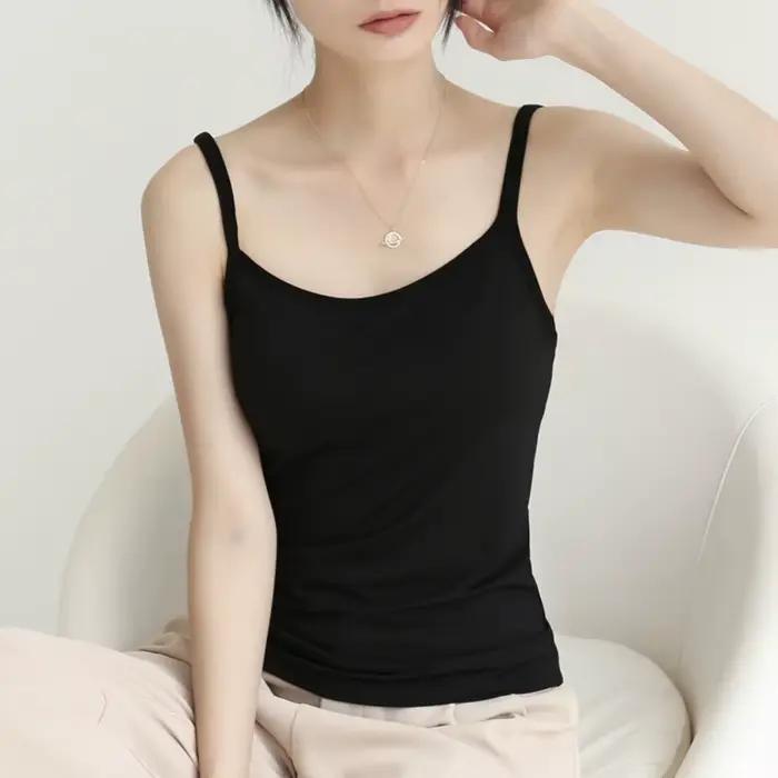 Top d'été sexy et respirant pour femme, camisole noire et blanche, couleur chair