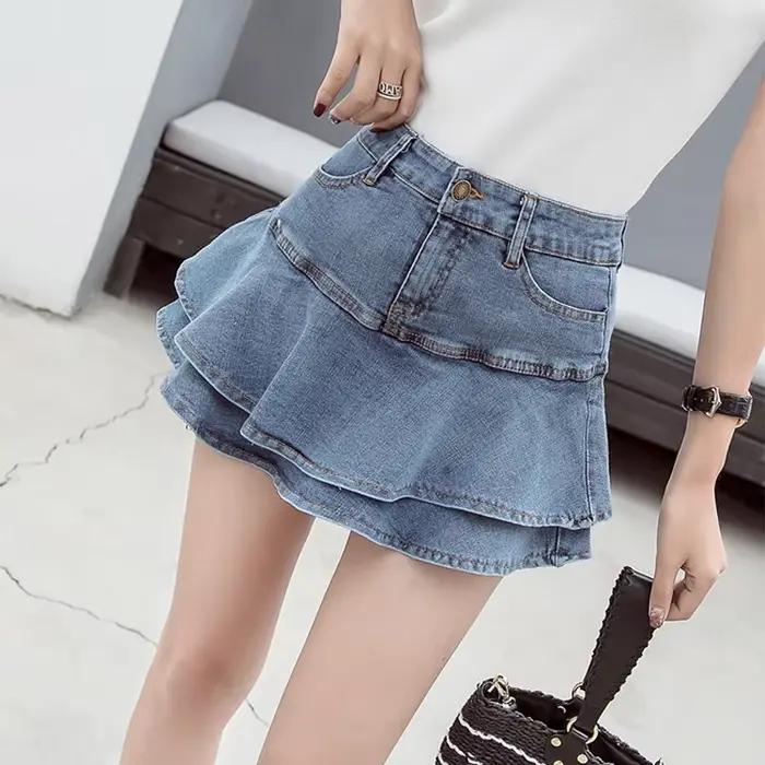 Vintage Denim Mini sukne pre ženy Letné Sexy jednofarebné plesové šaty Džínsové