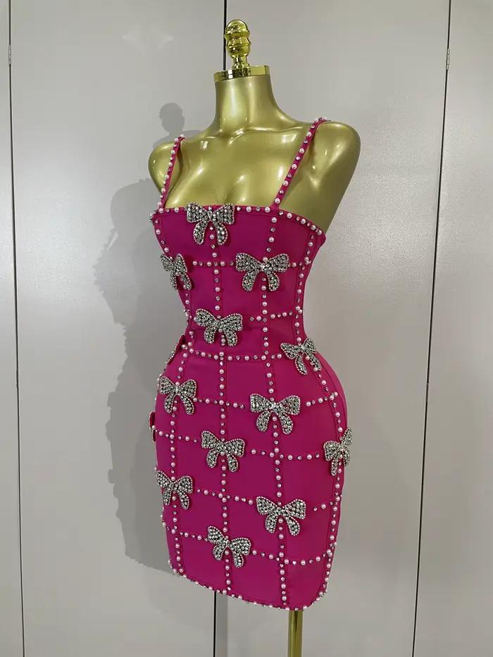 Elegantné a luxusné pletené minišaty pre ženy s mašľami