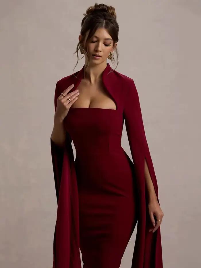 Robe sexy Mozision polyvalente avec décolleté carré pour femmes automne-hiver style club et soirées spéciales