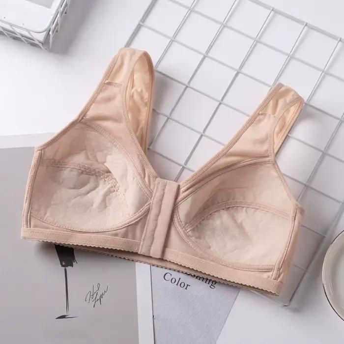 Soutien-gorge confortable et fin à boutons avant, bretelles larges, pratique pour les personnes âgées, sans couture, sans coussinets, sous-vêtement floral pour seniors