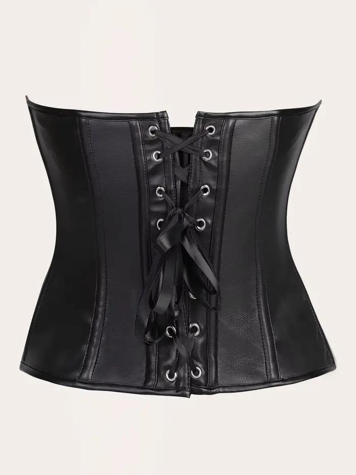 Kožený korzetový bustier pre ženy z PU kože