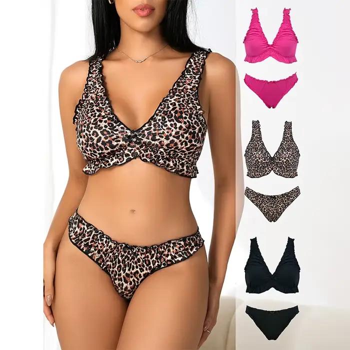 Ensemble de Lingerie imprimé léopard pour femmes, gilet confortable d'été, sous-vêtements polyvalents, Sexy et élégant, Bikini de plage pour vacances, 2025