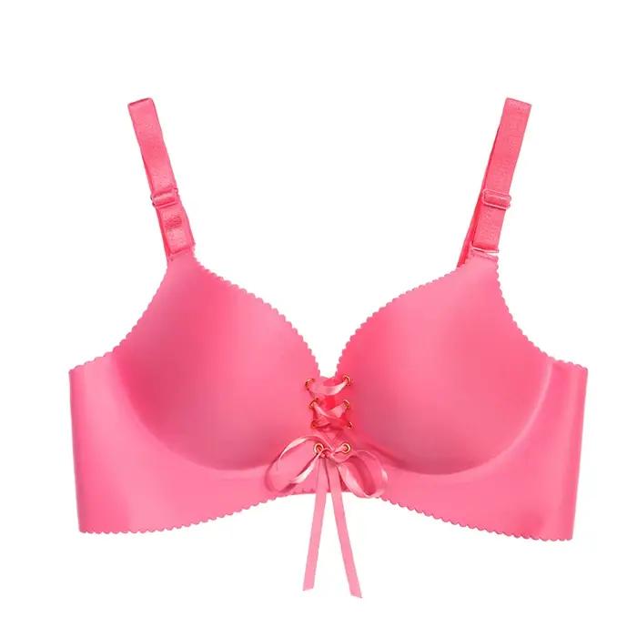 Femmes Push Up soutien-gorge Sexy sans fil Lingerie sans couture brassière intimes sous-vêtements femme profonde V nœud papillon Bralette soutien-gorge