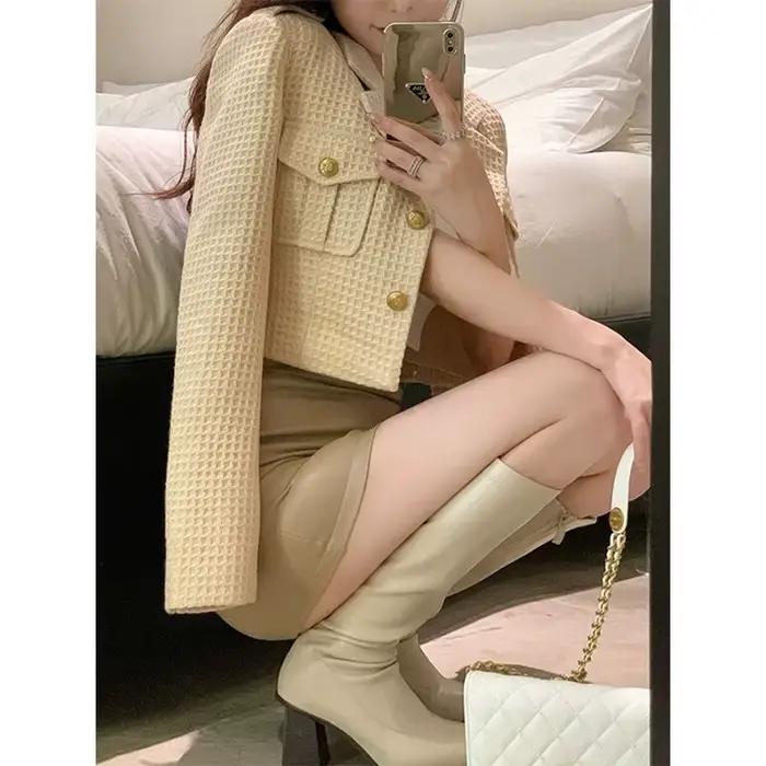 MEXZT skrátené sako pre ženy elegantné základné Blazer kabát dámsky kórejský jeseň s dlhými rukávmi štíhly jednoduchý