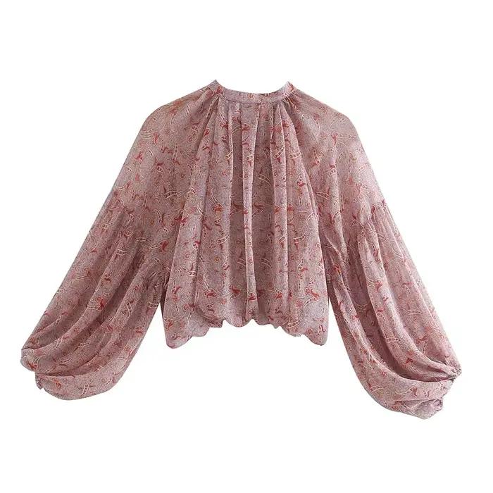 Boho blúzka s nafúknutými rukávmi pre ženy