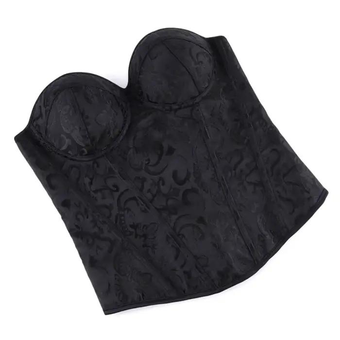 Corset Jacquard Vintage pour Femme, Style Gothique, Bustier Overbust à Lacets, Gaine Amincissante et Sculptante pour la Taille, avec Bonnets Intégrés