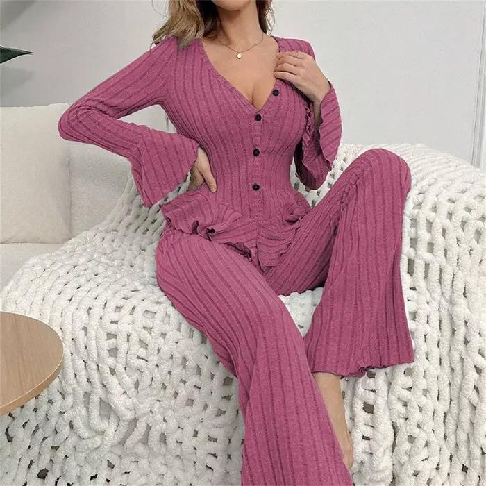 Sexy rebrovaný pyžamový set pre ženy