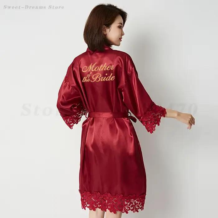 Vêtements de nuit en dentelle mère de la mariée et du marié Robe de mariée Sexy adulte Satin peignoir femme chemise de nuit Lingerie Homewear maman cadeau