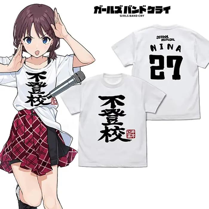 T-shirt Girls Band Cry en coton 100% pour femmes junior manga anime dessin animé confortable occassions cosplay sorties