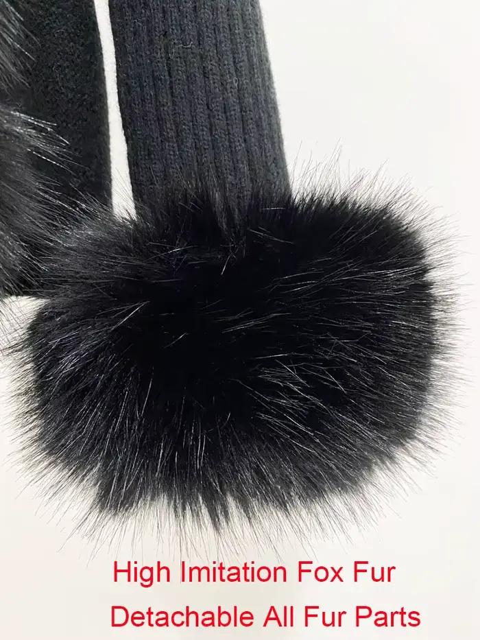 ZADORIN luxusný kožušinový cardigan pletený zimný sveter pre ženy elegantná odnímateľná kožušina opasok biela ružová