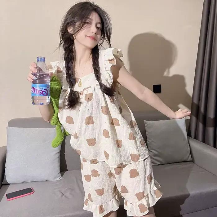 Pyjamas d'été pour femmes ensembles de pyjama ensemble Sexy femmes vêtements de nuit pour dormir à manches courtes vêtements de nuit femmes pantalons sans manches
