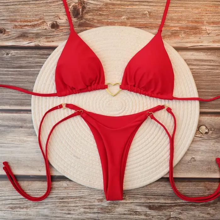 Dámsky sexy brazílsky bikini set s trojuholníkovým topom a tangami