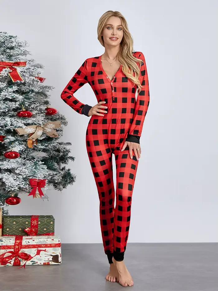 Pyjama de salon imprimé étoile pour femme, bouton bout à bout sexy, combinaison à rabat arrière, vêtements de nuit, barboteuse respirante, vêtements d'intérieur, 1 pièce