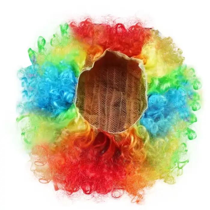 Farebná parochňa klauna syntetická afro kučeravá cosplay