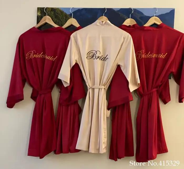 Mariée demoiselle d'honneur Robe de mariée broderie Kimono peignoir Robe chemise de nuit décontracté Satin court femmes vêtements de nuit sexy vêtements de nuit