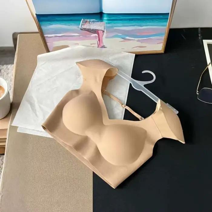 Soutien-gorge d'épaule à angle droit, col en v, sans couture, Invisible, coussinet d'épaule, gilet, reliure de poitrine, Bustier, sans fil, vêtements modelants pour filles