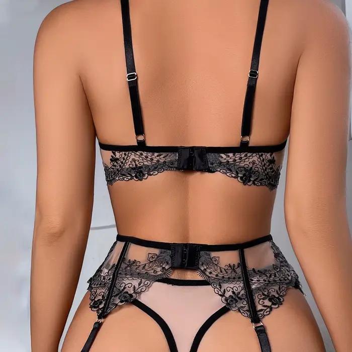 AVELINE - Dámska sieťovaná sexy spodná bielizeň s podväzkami