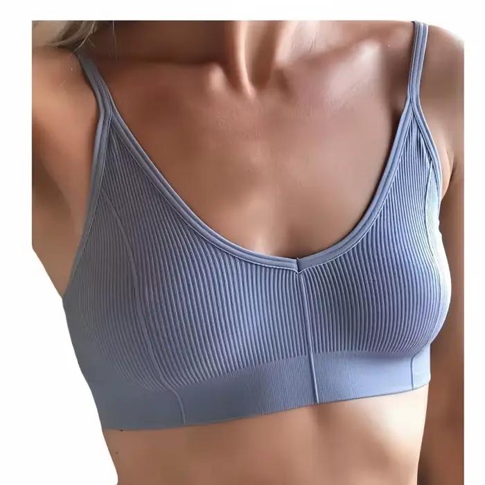 Soutien-gorge sans couture pour femme, style tube, côtelé, col en V, sans armatures, dos en U, lingerie sexy, bretelles réglables, sous-vêtement de sport, M-L