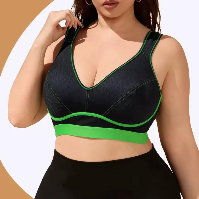 Soutien-gorge de sport élégant pour femmes grandes tailles, push-up, avec armatures, maintien confortable, touche féminine pour les occasions spéciales