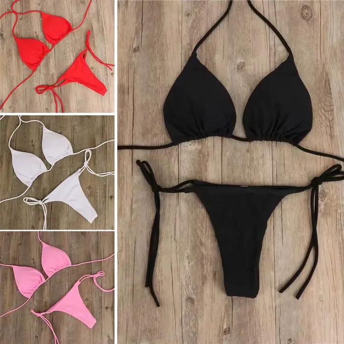 Dámske letné sexy bikini s push-up vypchávkou a tangami, dvojdielne plavky