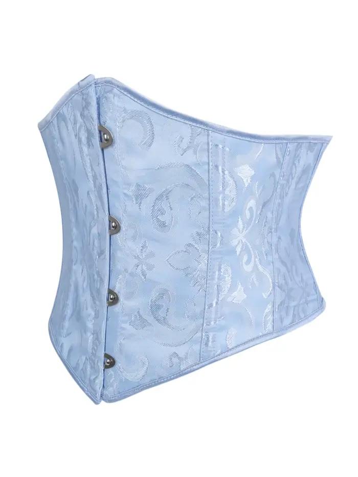 Corset sous-poitrine pour femme, style baroque, jacquard floral, satin, boucle avant, laçage arrière, cincher de taille gothique victorien