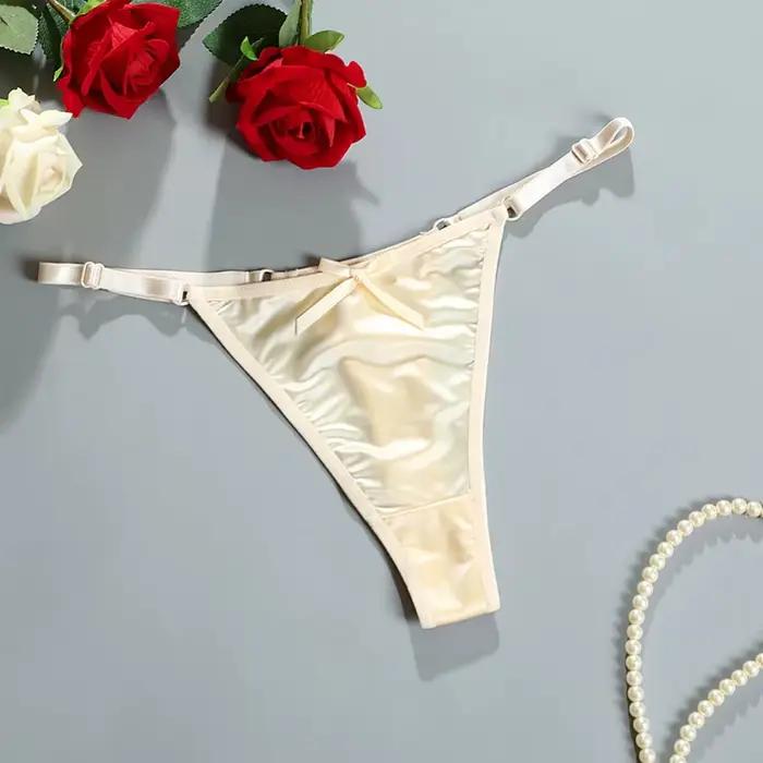 Femmes Sexy tache solide culottes confort taille basse petit nœud papillon bout à bout Bikini slips dame pur désir culotte érotique трусы жletiе