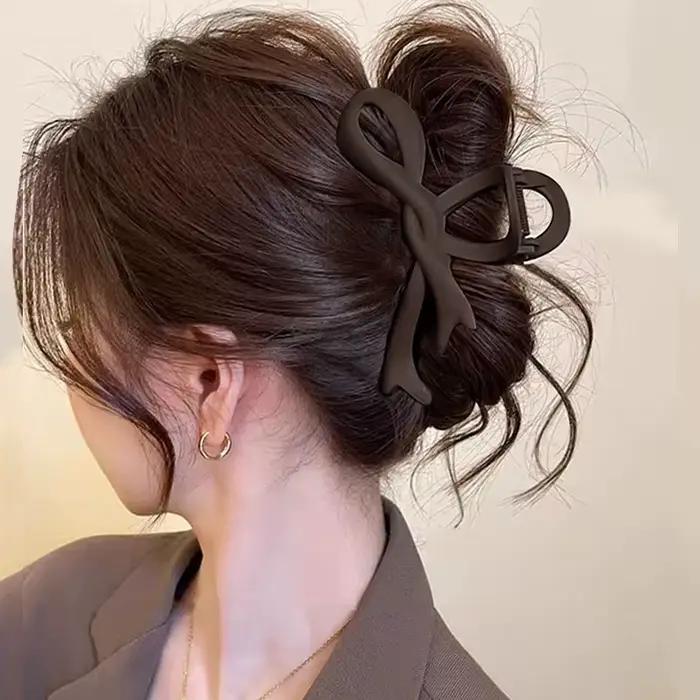 Elegantná hnedá geometrická veľká spona do vlasov pre ženy a dievčatá