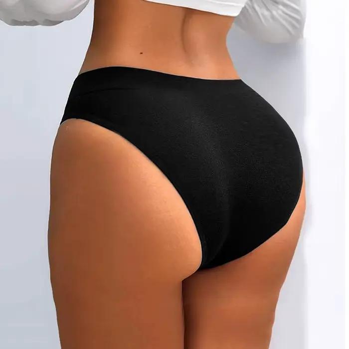 Culotte femme soie glacée sans couture sous-vêtements féminins taille basse élasticité quotidienne slips pour femmes respirant Sexy Lingerie Bikini