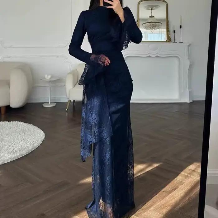 Elegantné večerné šaty z vyšívanej čipky pre ženy