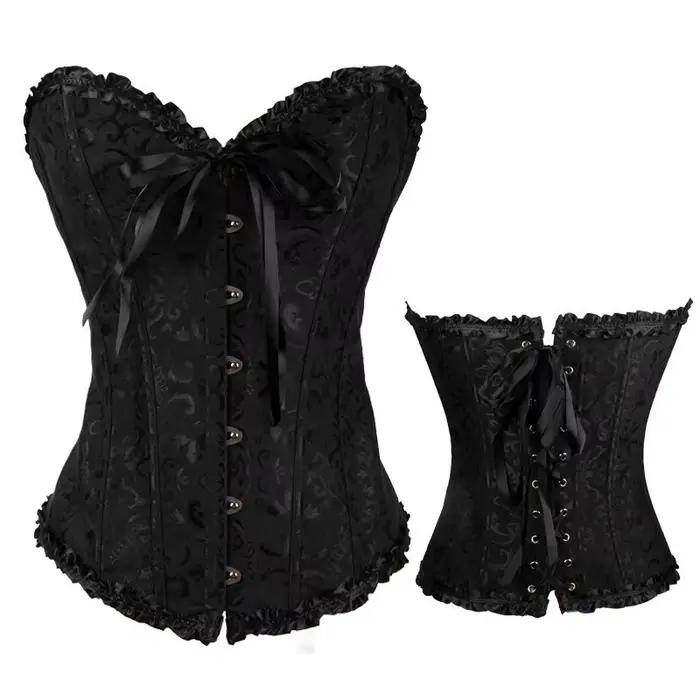 Corsets et Bustiers Sexy pour Femmes, Hauts en Dentelle Florale, Lingerie Gothique Vintage en Satin, Corselet Overbust Flow