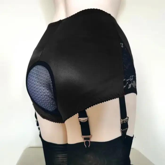 Porte-jarretelles en dentelle florale taille haute pour femmes, porte-jarretelles réglable, bas sexy, lingerie de mariage, 4 sangles, noir, rouge