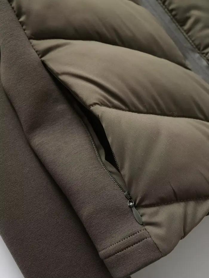 Dámska elegantná patchworková kapucňová bunda z Air bavlny na jeseň a zimu 2025
