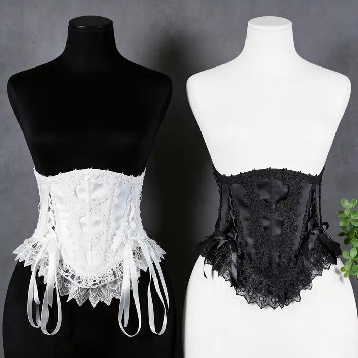 Corset gothique en dentelle pour femme avec baleines de soutien, amincissant, dos lacé, style Lolita, costume de scène, style cour vintage