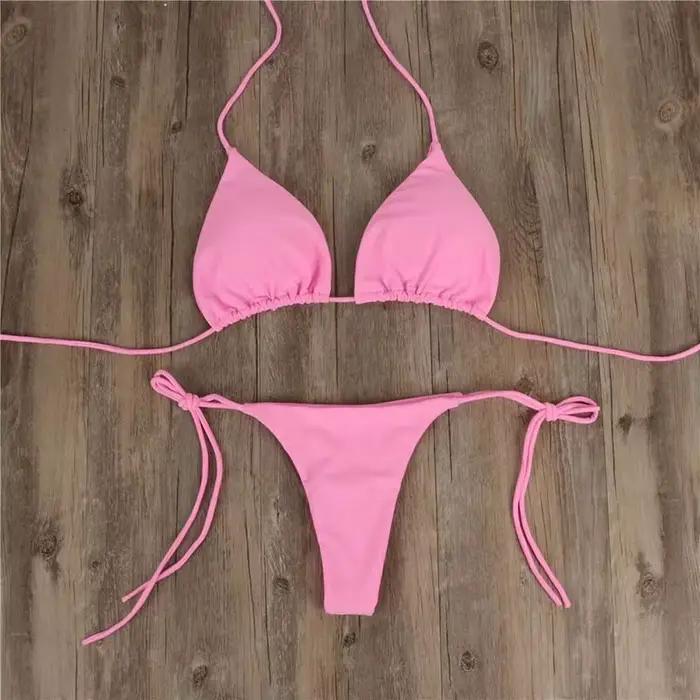 Dámske letné sexy bikini s push-up vypchávkou a tangami, dvojdielne plavky