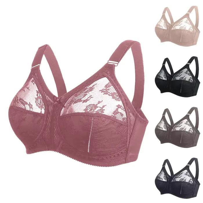 Soutien-gorge grande minimiseur en dentelle pour femmes, grande taille, Sexy, sans doublure, couverture complète, Ultra fin, sans fil, bretelles ajustées, sous-vêtements Sujetador