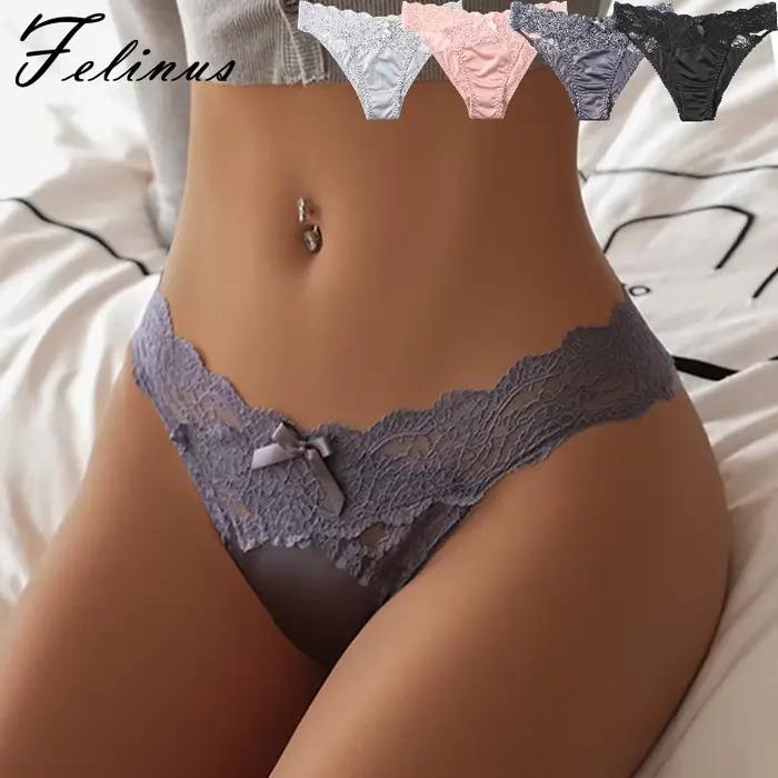 Felinus dámske sexy čipkované G-string nízky strih spodná bielizeň saténové nohavičky európske a americké zvádzanie Lingerie