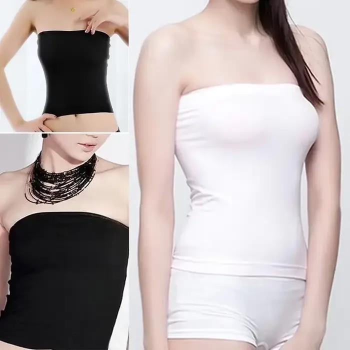 Haut tubulaire pour femmes, Corset à la mode, superposition de base, extensible, uni, sans bretelles, sans couture, t-shirt court, maillot de corps