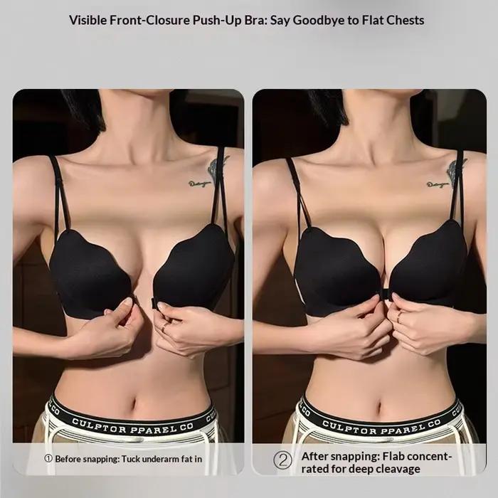 Soutien-gorge dos nu à fermeture avant pour femme : petite taille, push-up, liftant, sans couture, sans armatures, respirant et confortable