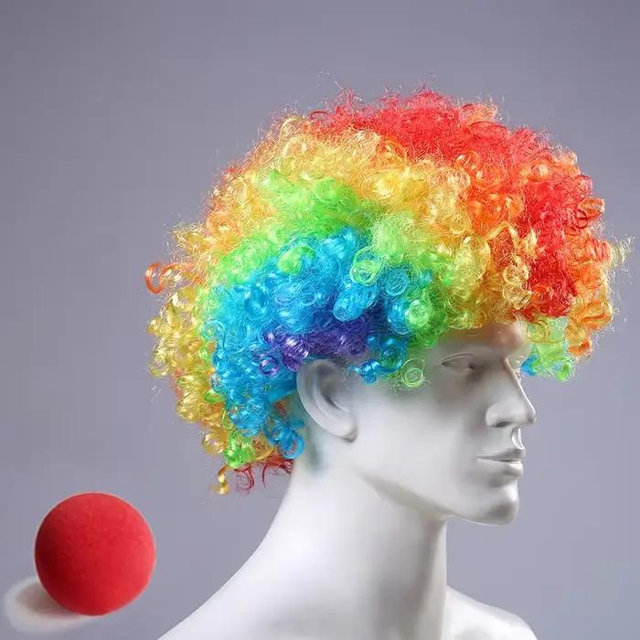 Farebná parochňa klauna syntetická afro kučeravá cosplay
