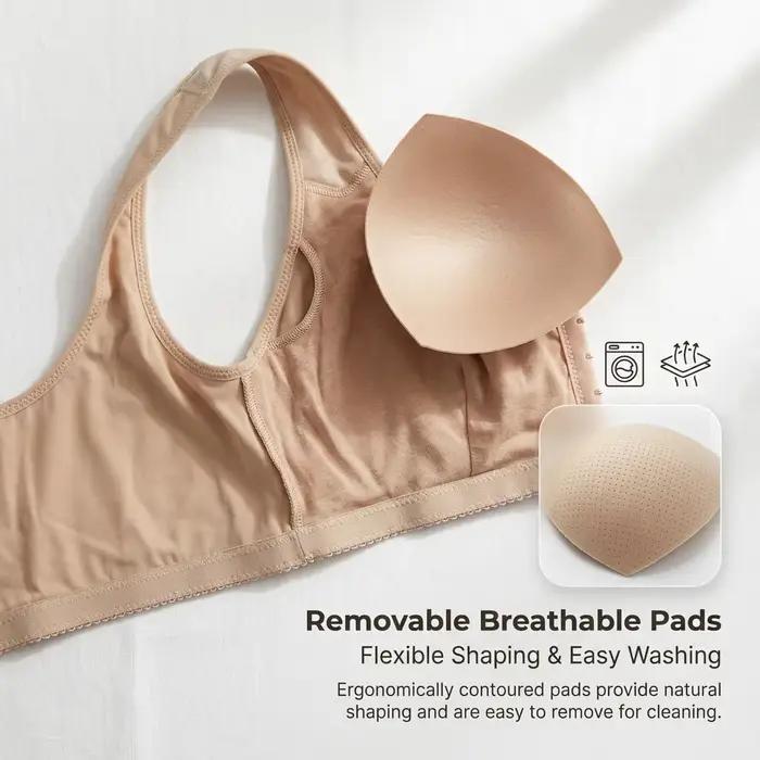 Soutien-gorge sportif pour femmes minimisant, fermeture avant, push-up, rembourré, pour yoga, fitness, course à pied